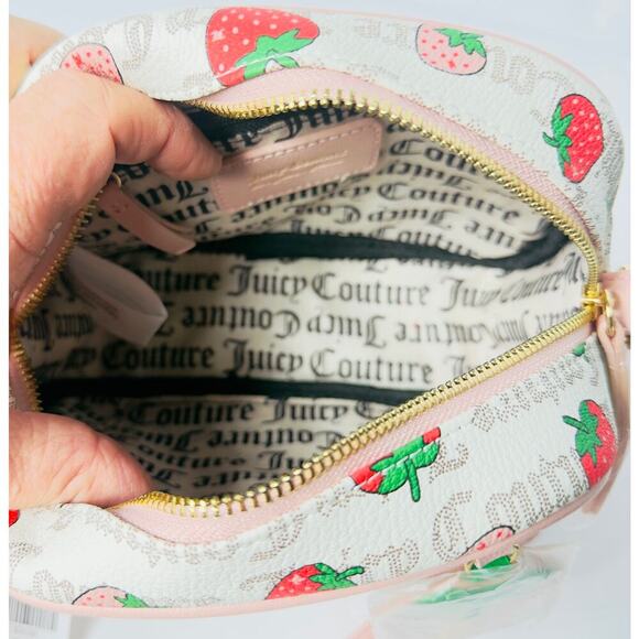 Juicy Couture Freshly Picked Strawberry Pecan White Diamond Crossbody Bag Charm - Picture 6 of 6